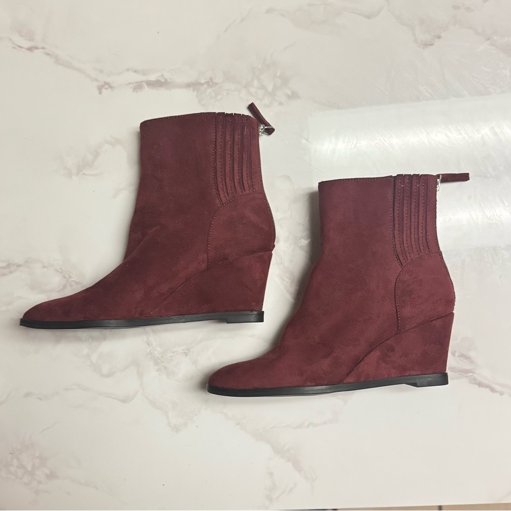 Dolce Vita Red Suede Wedge Boots